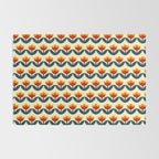 Retro 70s Floral Pattern in Mid-Century Red, Marigold, and Navy  Rug Gallery Image 2