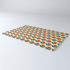 Retro 70s Floral Pattern in Mid-Century Red, Marigold, and Navy  Rug Gallery Image 3