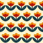 Retro 70s Floral Pattern in Mid-Century Red, Marigold, and Navy  Coffee Mug Gallery Image 2