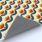 Retro 70s Floral Pattern in Mid-Century Red, Marigold, and Navy  Rug Gallery Image 4