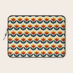 Retro 70s Floral Pattern in Mid-Century Red, Marigold, and Navy  Laptop Sleeve Gallery Image 1
