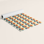 Retro 70s Floral Pattern in Mid-Century Red, Marigold, and Navy  Yoga Mat Gallery Image 2