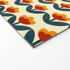 Retro 70s Floral Pattern in Mid-Century Red, Marigold, and Navy  Welcome Mat Gallery Image 2