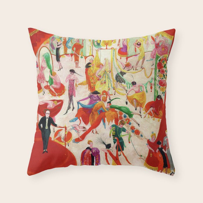 'Spring Sale Soireé at Bendels' Jazz Age New York City Portrait by Florine Stettheimer Throw Pillow Gallery Image 6