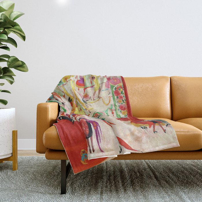 'Spring Sale Soireé at Bendels' Jazz Age New York City Portrait by Florine Stettheimer Throw Blanket Gallery Image 1