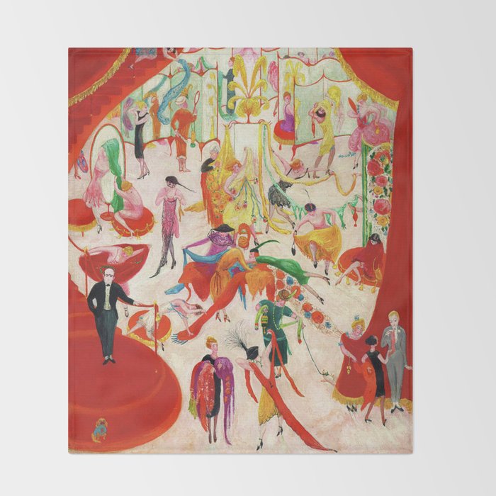 'Spring Sale Soireé at Bendels' Jazz Age New York City Portrait by Florine Stettheimer Throw Blanket Gallery Image 2