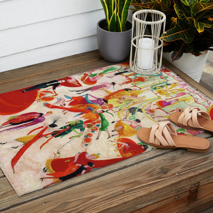 'Spring Sale Soireé at Bendels' Jazz Age New York City Portrait by Florine Stettheimer Outdoor Rug Gallery Image 2