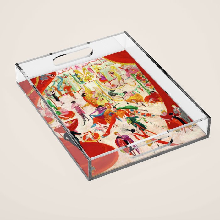 'Spring Sale Soireé at Bendels' Jazz Age New York City Portrait by Florine Stettheimer Acrylic Tray Gallery Image 1