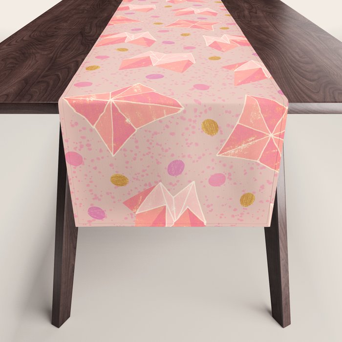 Origami Fortune Teller in Pastel Pink Table Runner Gallery Image 1