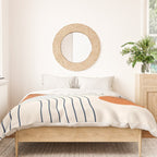 Mid Century Modern Geometric 88 in Navy Blue and Orange (Rainbow and Sun Abstraction) Duvet Cover Gallery Image 3