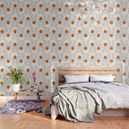 Mid Century Modern Geometric 88 in Navy Blue and Orange (Rainbow and Sun Abstraction) Wallpaper Gallery Image 3