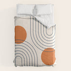 Mid Century Modern Geometric 88 in Navy Blue and Orange (Rainbow and Sun Abstraction) Comforter Gallery Image 6