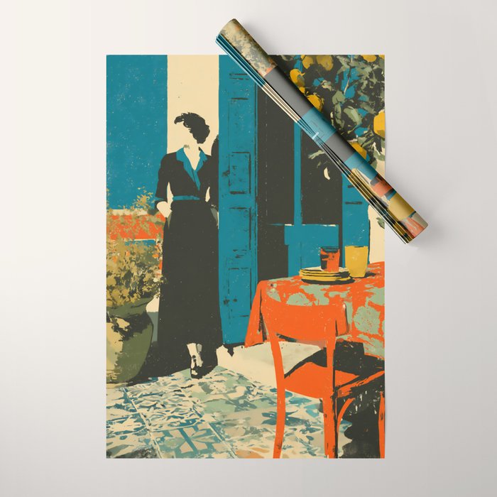 Cozy Morning on the Terrace Wrapping Paper Gallery Image 1