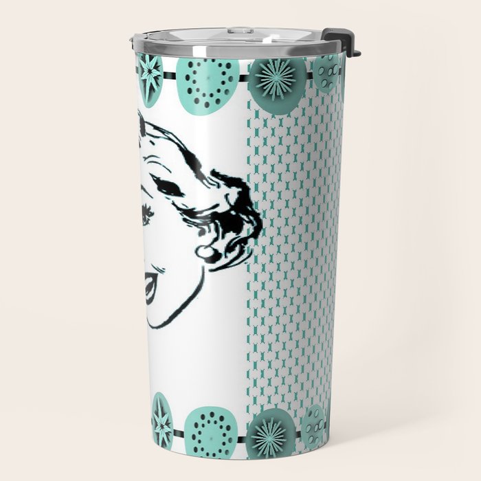 Mid-Century Modern Art Cocktail Teal Travel Mug Gallery Image 2