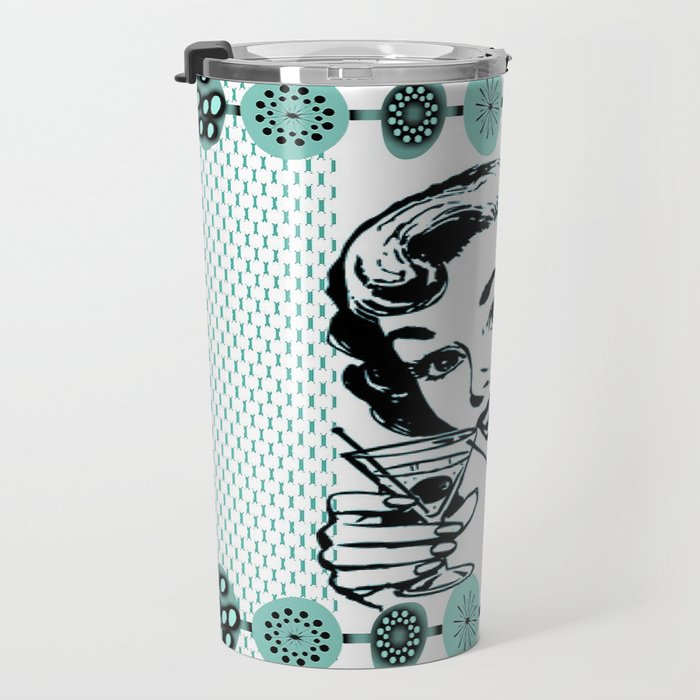 Mid-Century Modern Art Cocktail Teal Travel Mug Gallery Image 3