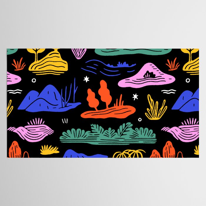 Colorful nature landscape doodle pattern Tablecloth Gallery Image 2