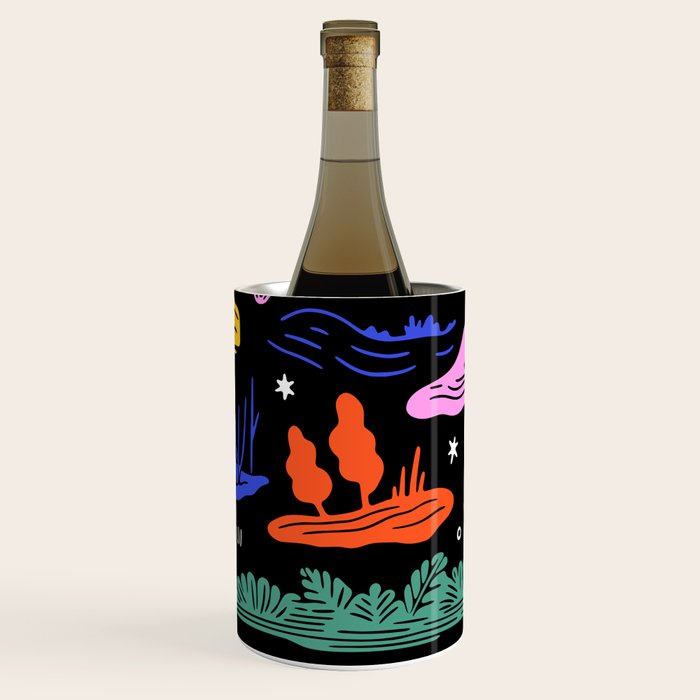 Colorful nature landscape doodle pattern Wine Chiller Gallery Image 1