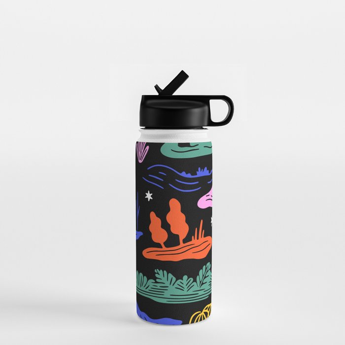 Colorful nature landscape doodle pattern Water Bottle Gallery Image 1
