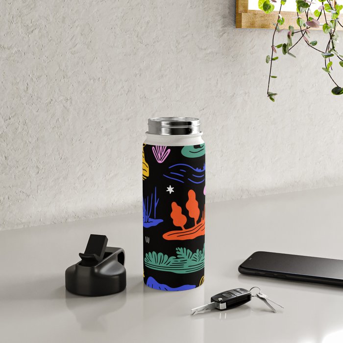 Colorful nature landscape doodle pattern Water Bottle Gallery Image 4