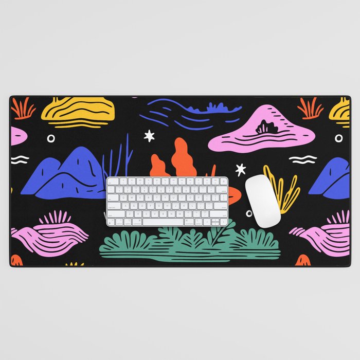 Colorful nature landscape doodle pattern Desk Mat Gallery Image 1