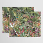 Tropical Eden Jungle on Black Vintage Print Placemat Gallery Image 1