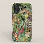Tropical Eden Jungle on Black Vintage Print iPhone Case Gallery Image 1