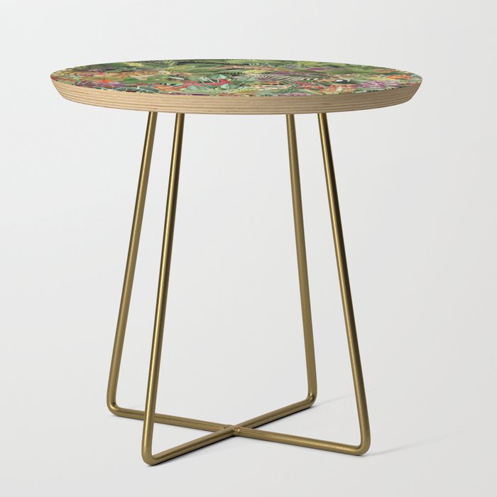 Tropical Eden Jungle on Black Vintage Print Side Table Gallery Image 1