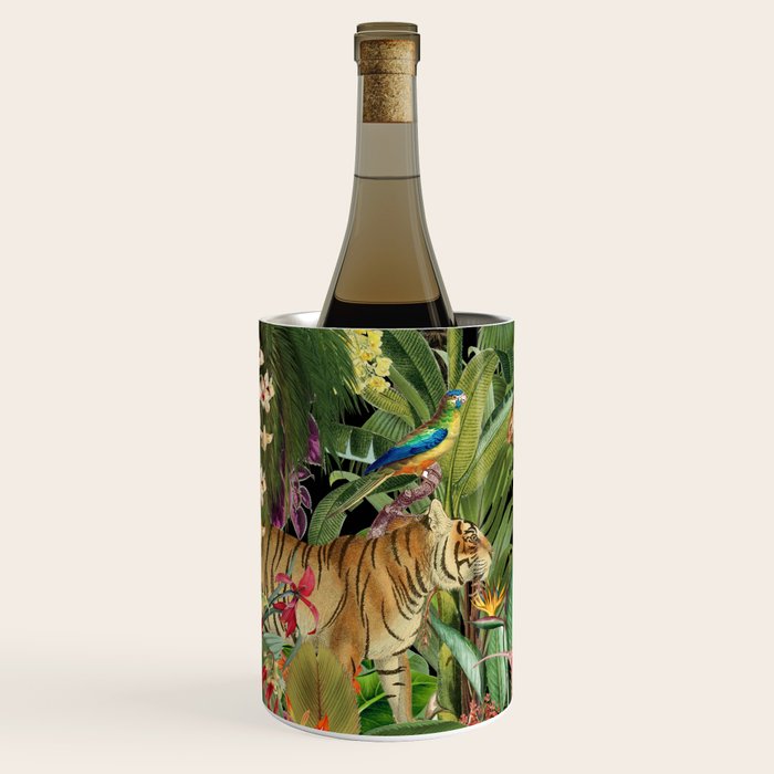 Tropical Eden Jungle on Black Vintage Print Wine Chiller Gallery Image 2