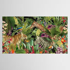 Tropical Eden Jungle on Black Vintage Print Tablecloth Gallery Image 2