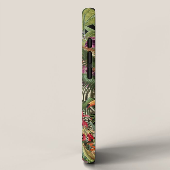 Tropical Eden Jungle on Black Vintage Print iPhone Case Gallery Image 2