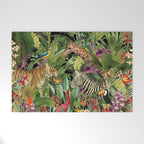 Tropical Eden Jungle on Black Vintage Print Welcome Mat Gallery Image 1