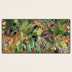 Tropical Eden Jungle on Black Vintage Print Desk Mat Gallery Image 3