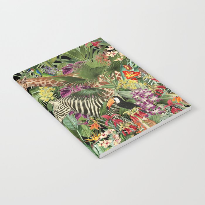Tropical Eden Jungle on Black Vintage Print Notebook Gallery Image 2