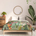 Tropical Eden Jungle on Black Vintage Print Comforter Gallery Image 3