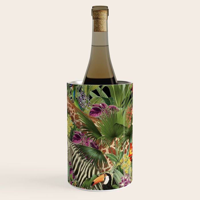 Tropical Eden Jungle on Black Vintage Print Wine Chiller Gallery Image 3