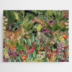Tropical Eden Jungle on Black Vintage Print Jigsaw Puzzle Gallery Image 1