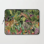 Tropical Eden Jungle on Black Vintage Print Laptop Sleeve Gallery Image 1