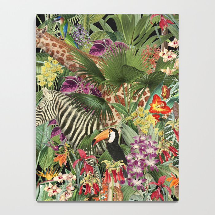Tropical Eden Jungle on Black Vintage Print Notebook Gallery Image 4