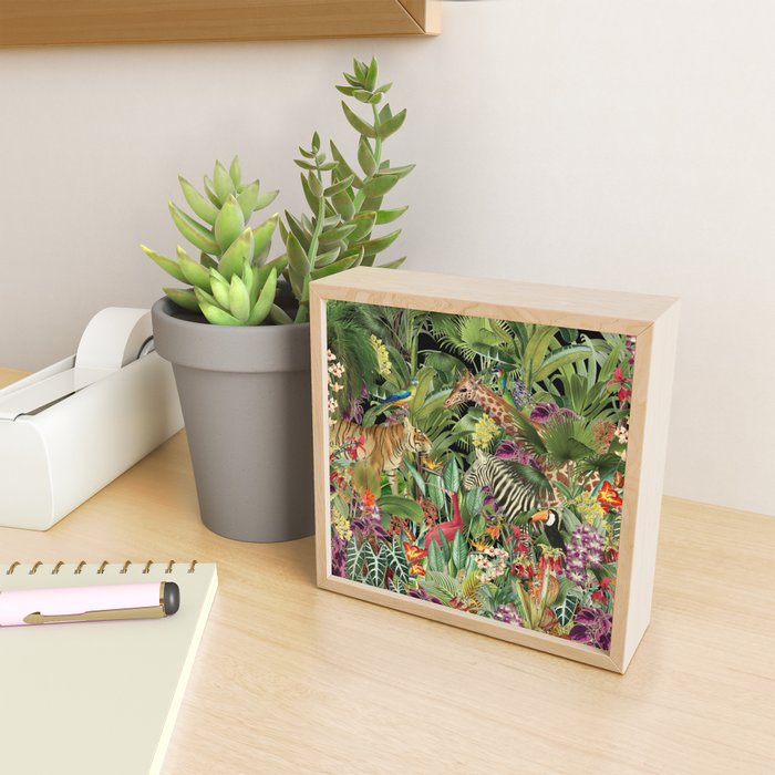 Tropical Eden Jungle on Black Vintage Print Mini Art Print Gallery Image 2