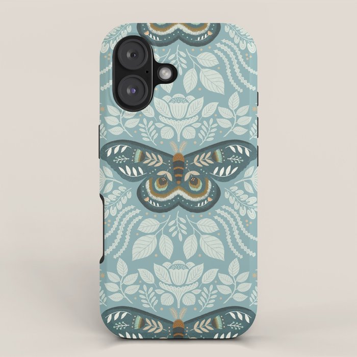 Folk Art Moth - Blue Gray iPhone Case Gallery Image 1