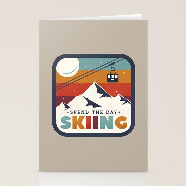Spend The Day Skiing-Ski Badge Stationery Card Gallery Image 1