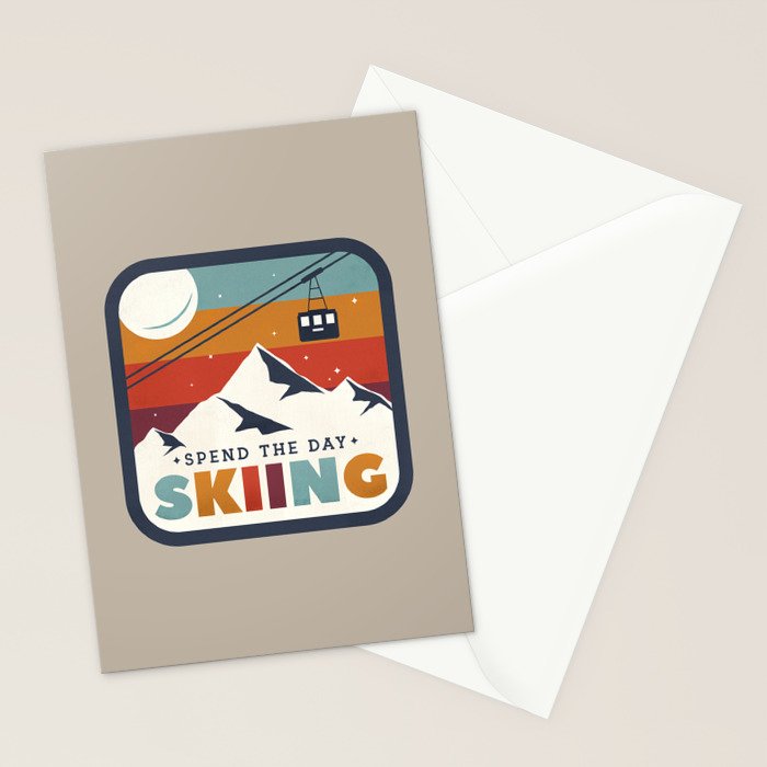 Spend The Day Skiing-Ski Badge Stationery Card Gallery Image 2