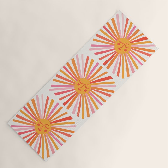 Retro Sunshine â Pink & Peach Yoga Mat Gallery Image 1
