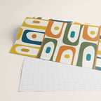 Mid Century Modern Piquet Multi Abstract Pattern in Moroccan Mustard Olive Blue Orange Cream Wrapping Paper Gallery Image 2