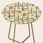 Mid Century Modern Piquet Multi Abstract Pattern in Moroccan Mustard Olive Blue Orange Cream Side Table Gallery Image 2
