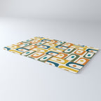 Mid Century Modern Piquet Multi Abstract Pattern in Moroccan Mustard Olive Blue Orange Cream Rug Gallery Image 3