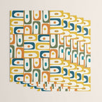 Mid Century Modern Piquet Multi Abstract Pattern in Moroccan Mustard Olive Blue Orange Cream Wrapping Paper Gallery Image 3