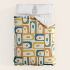 Mid Century Modern Piquet Multi Abstract Pattern in Moroccan Mustard Olive Blue Orange Cream Comforter Gallery Image 6