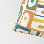 Mid Century Modern Piquet Multi Abstract Pattern in Moroccan Mustard Olive Blue Orange Cream Pillow Sham Gallery Image 4