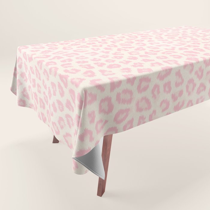 Modern ivory blush pink girly cheetah animal print pattern Tablecloth Gallery Image 1